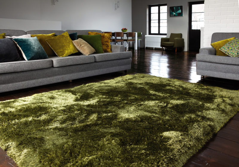 Plush green Fluffy Carpets
